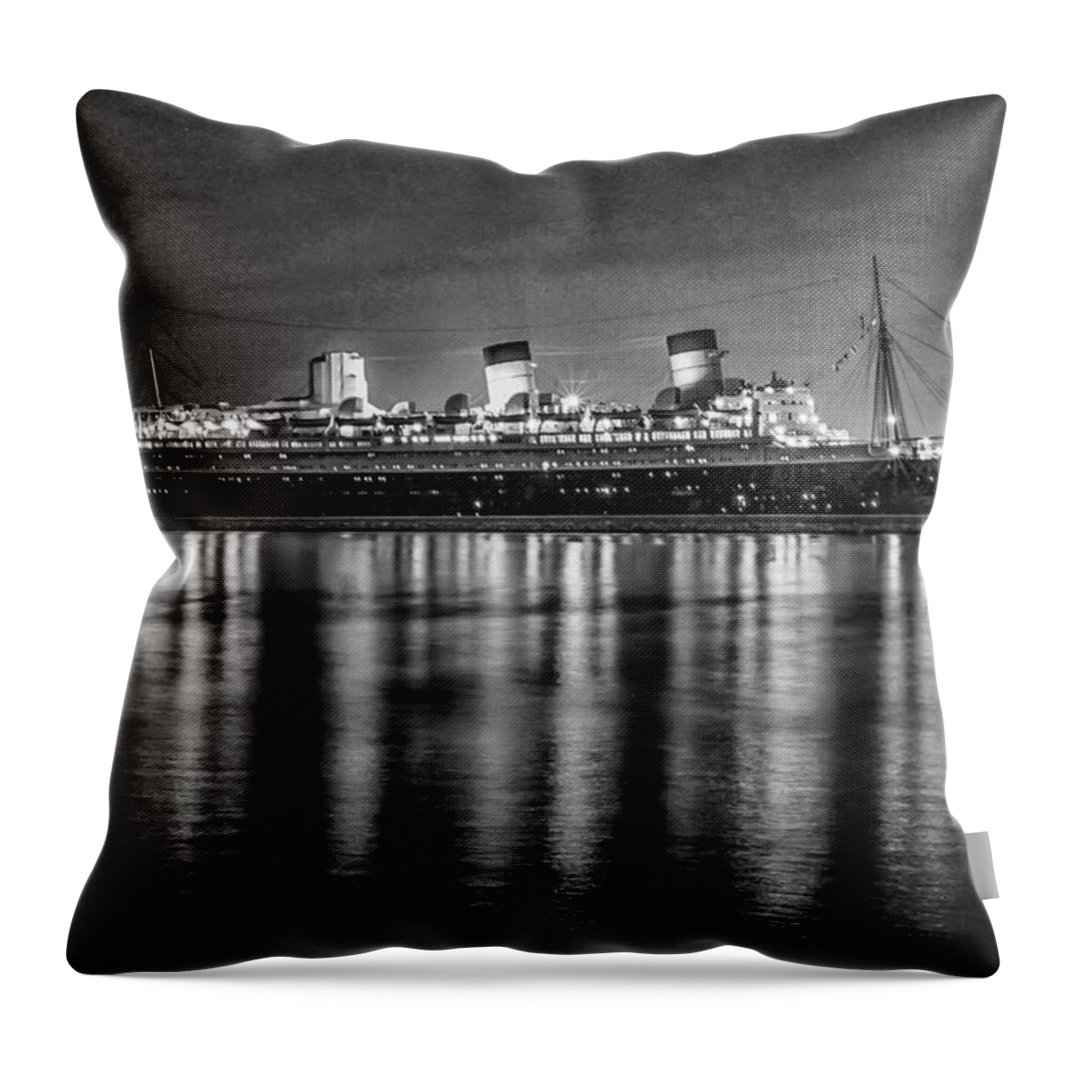 Queen Mary Throw Pillow featuring the photograph Queen Mary by Robert Hebert