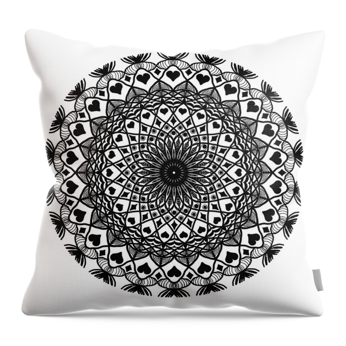 Mandala Throw Pillow featuring the digital art Queen of Hearts King of Diamonds Mandala by Becky Herrera