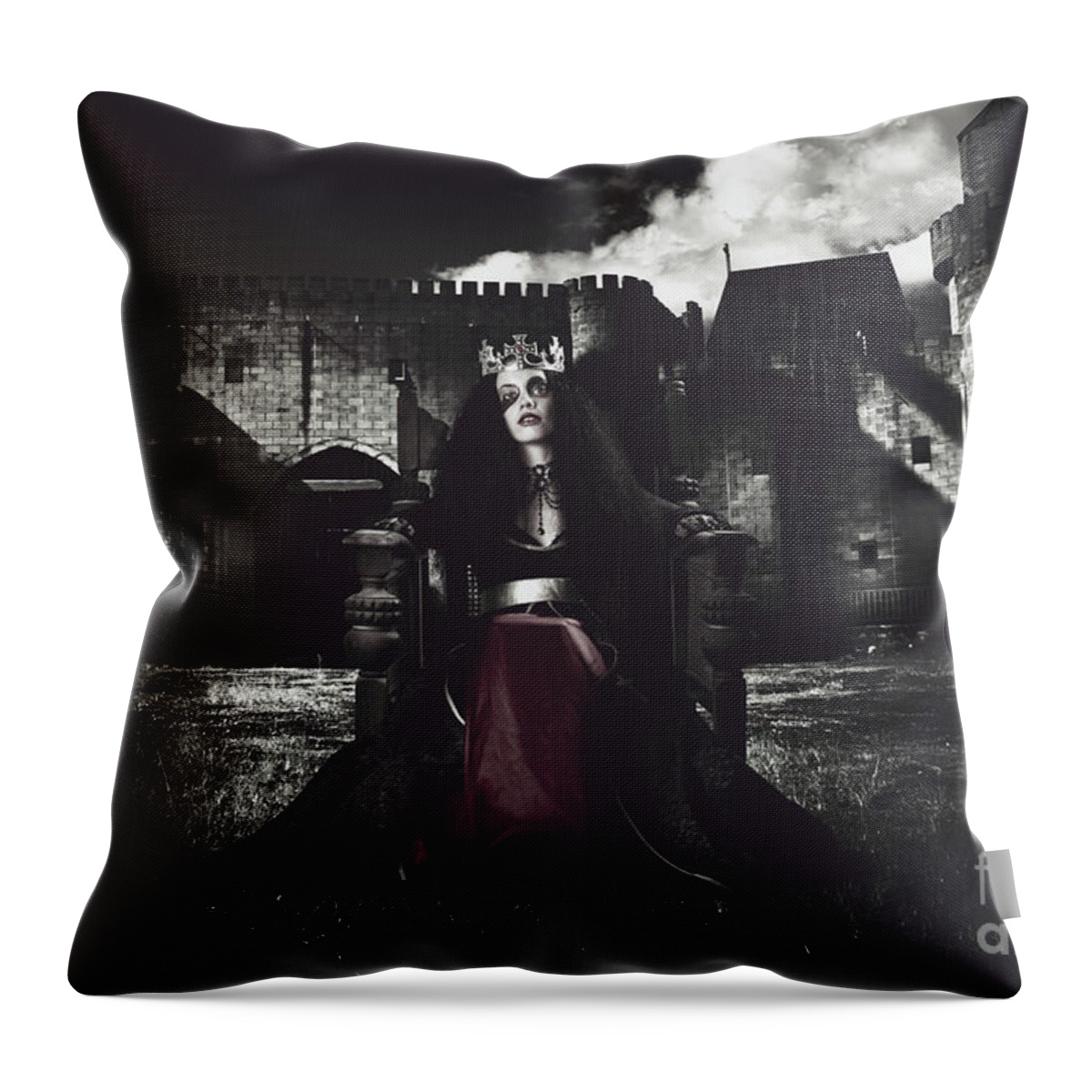 Fairytale Throw Pillow featuring the photograph Queen of the dark monarch by Jorgo Photography