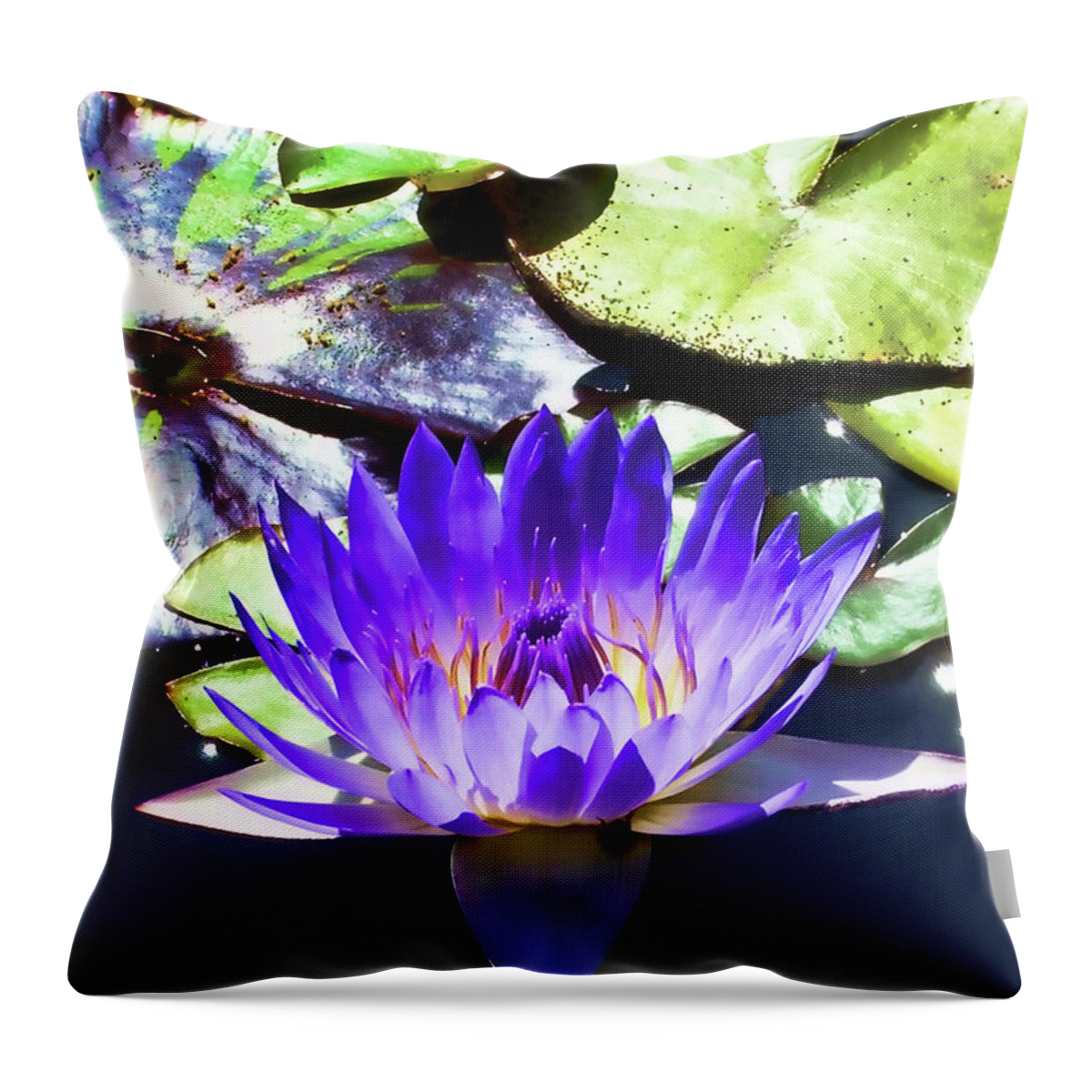 Lily Throw Pillow featuring the digital art Queen on the Lake by Mariola Bitner
