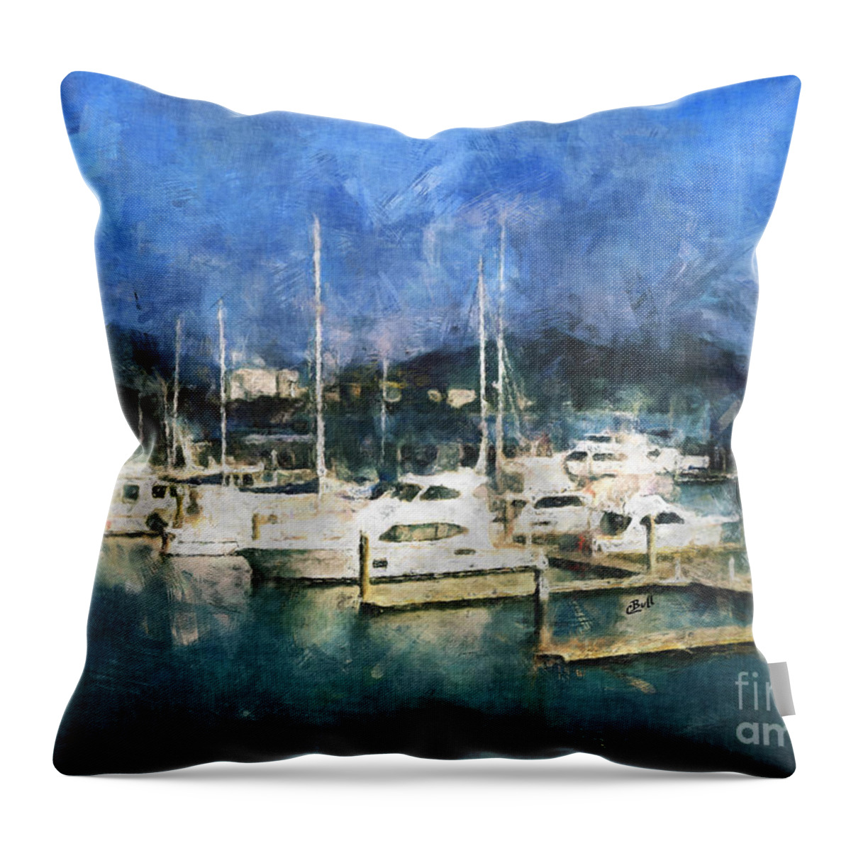 Boats Throw Pillow featuring the photograph Queensland Marina by Claire Bull