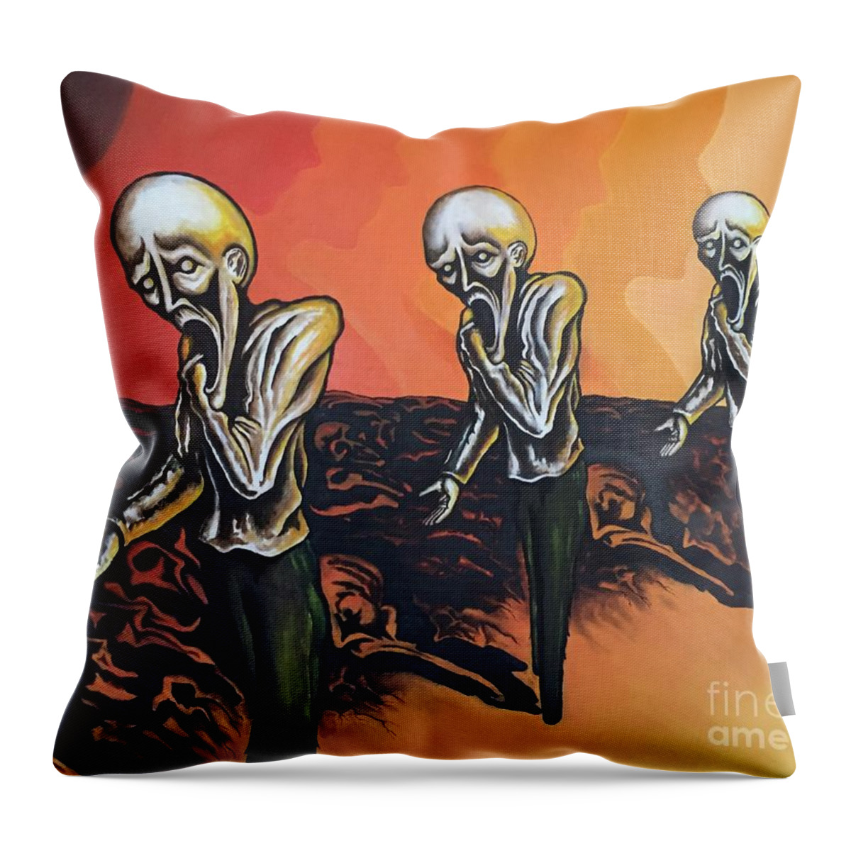 Tmad Throw Pillow featuring the painting Question to wonder by Michael TMAD Finney