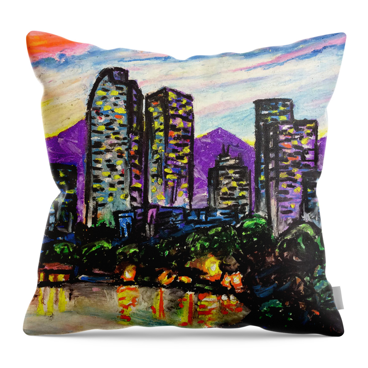 Denver Throw Pillow featuring the painting Quick Sketch - Denver by Aaron Spong