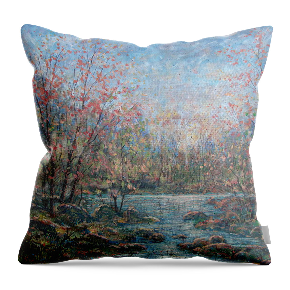 Landscape Throw Pillow featuring the painting Quiet Evening. by Leonard Holland