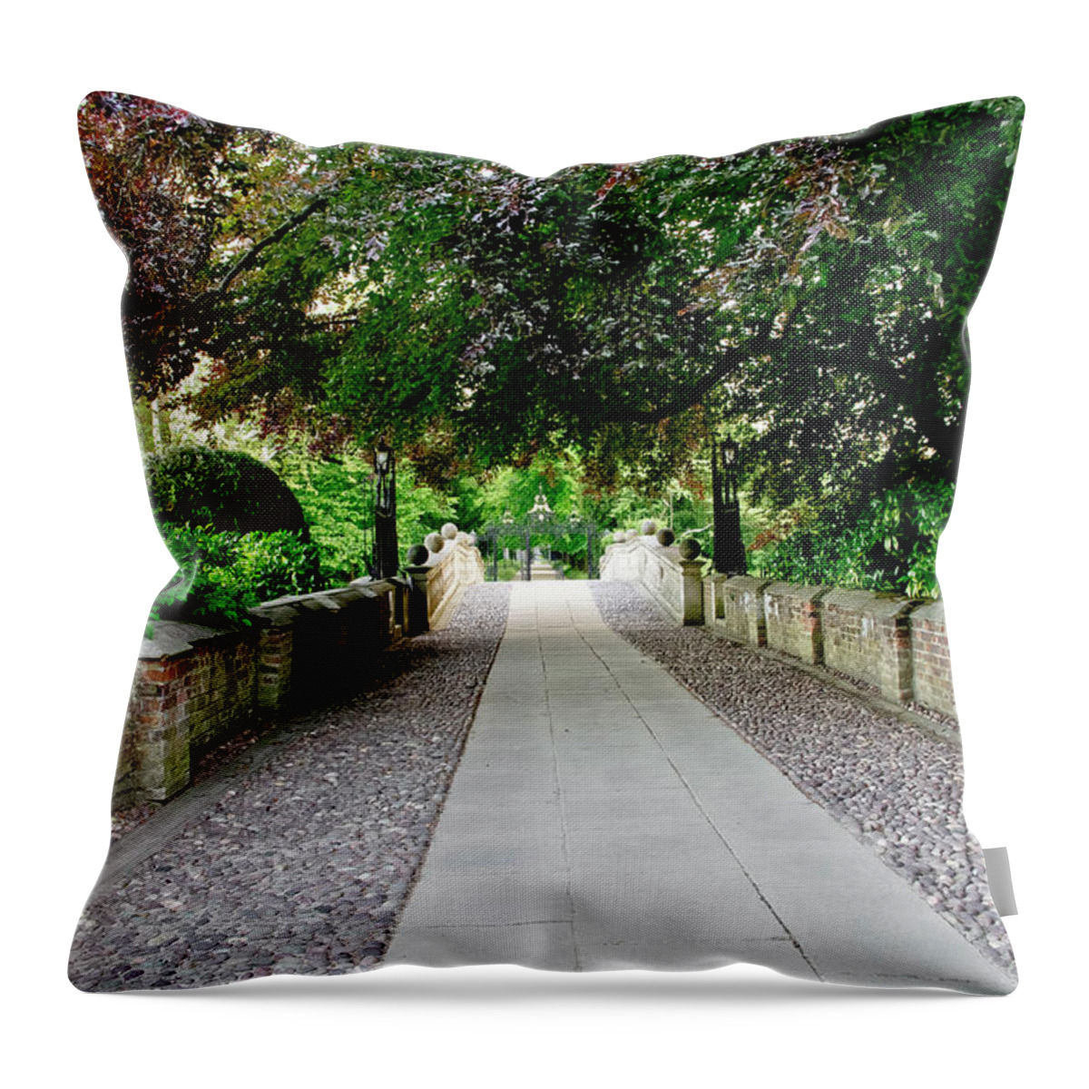 Clare College Throw Pillow featuring the photograph Quiet passage. by Elena Perelman
