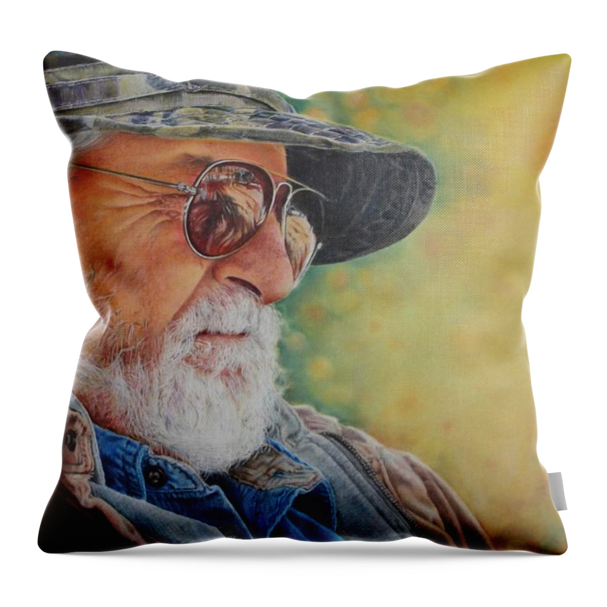 Portrait Throw Pillow featuring the pastel Quiet Reflections by Tess Lee Miller