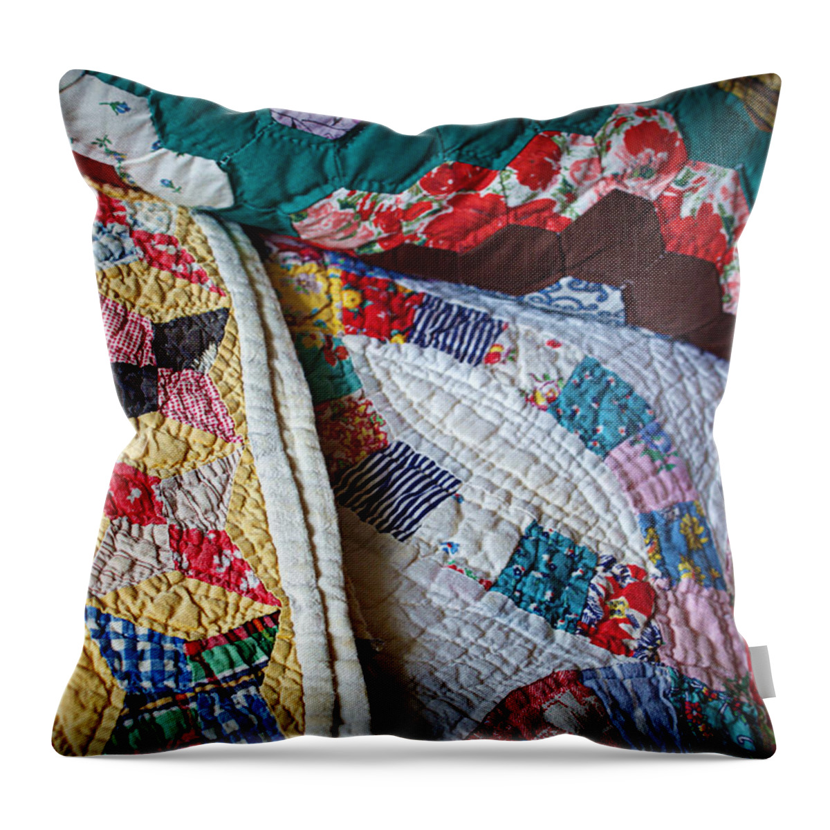 Quilt Throw Pillow featuring the photograph Quilted Comfort by Cricket Hackmann