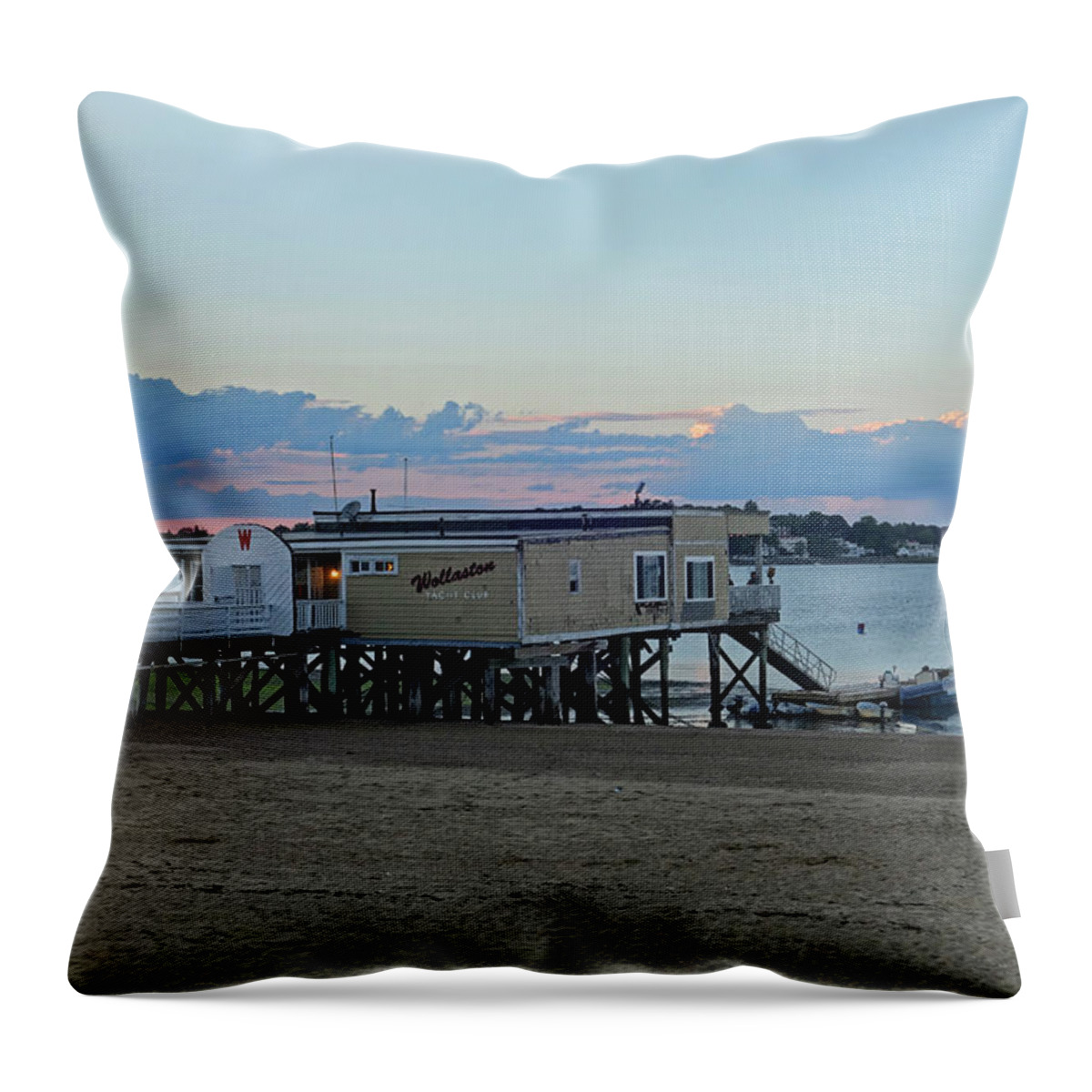 Quincy Throw Pillow featuring the photograph Quincy MA Wollaston Beach Yacht Club by Toby McGuire