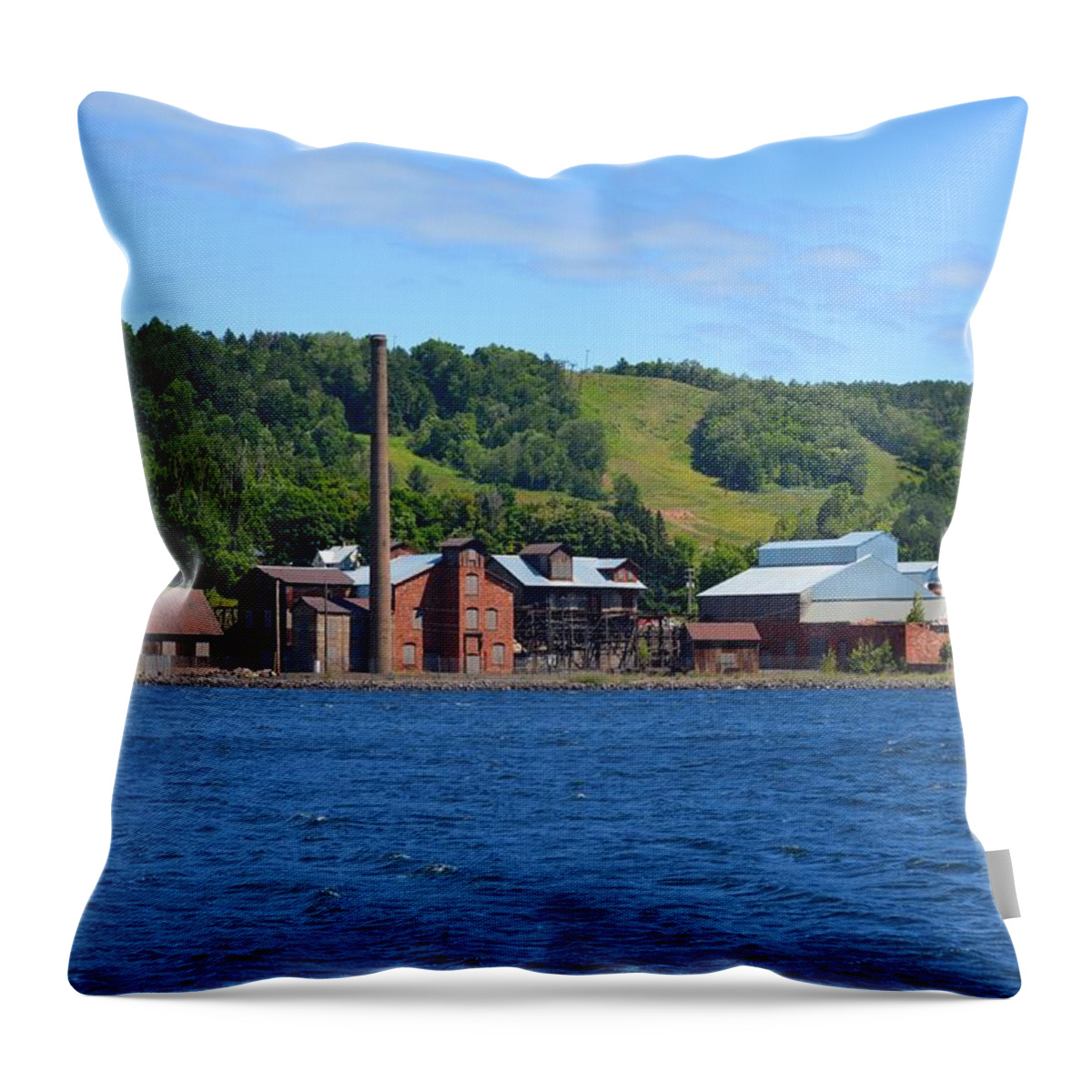 Keweenaw Throw Pillow featuring the photograph Quincy Smelting Works by Keith Stokes