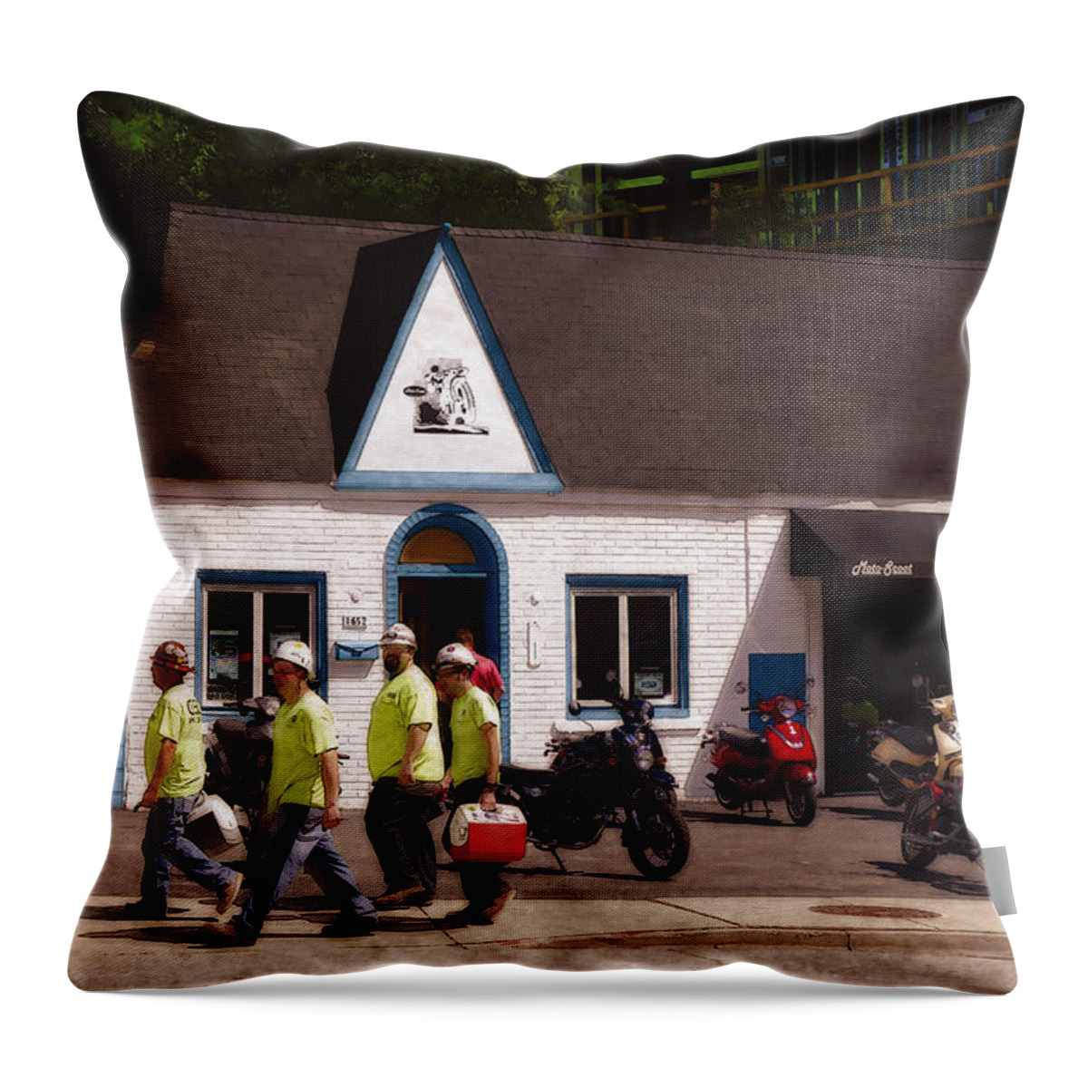 City Throw Pillow featuring the digital art Quitting Time by David Blank