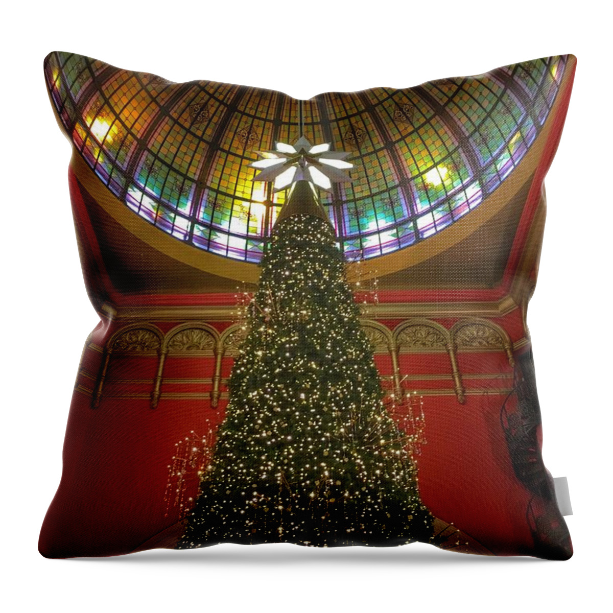 Christmas Tree Throw Pillow featuring the photograph QVB Christmas Tree by Lawrence S Richardson Jr