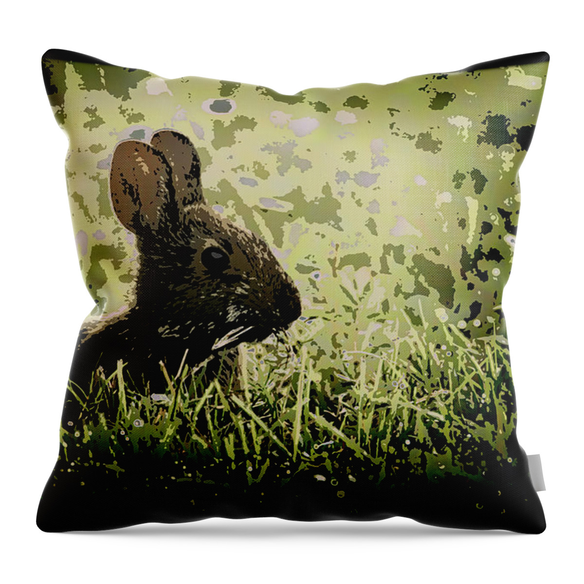 Rabbit Throw Pillow featuring the photograph Rabbit In Meadow by Richard Goldman