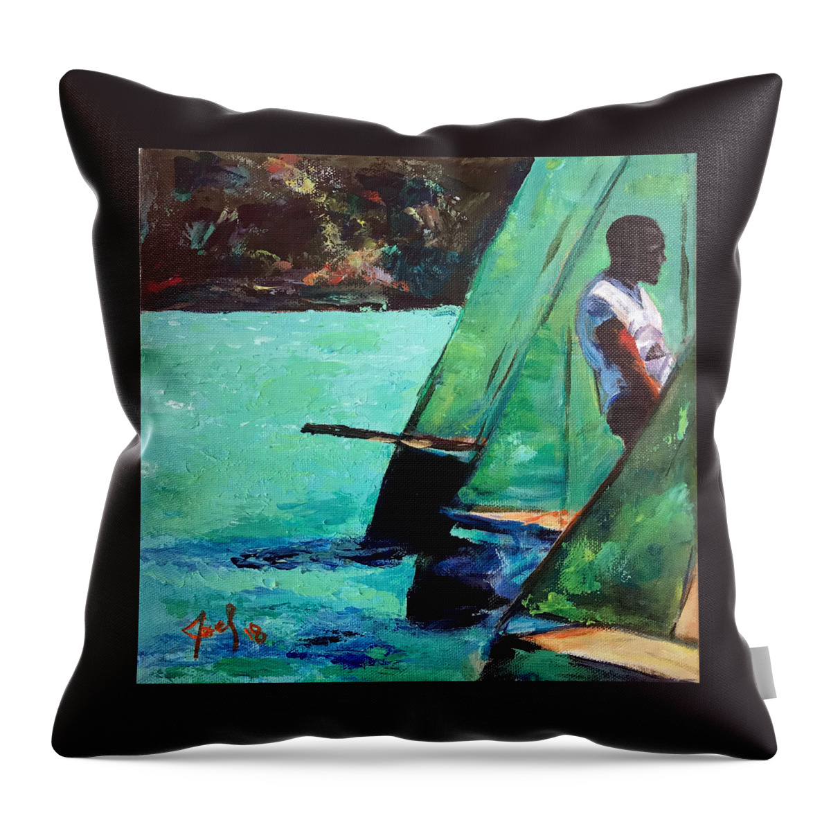 Bahamas Throw Pillow featuring the painting Race Day by Josef Kelly