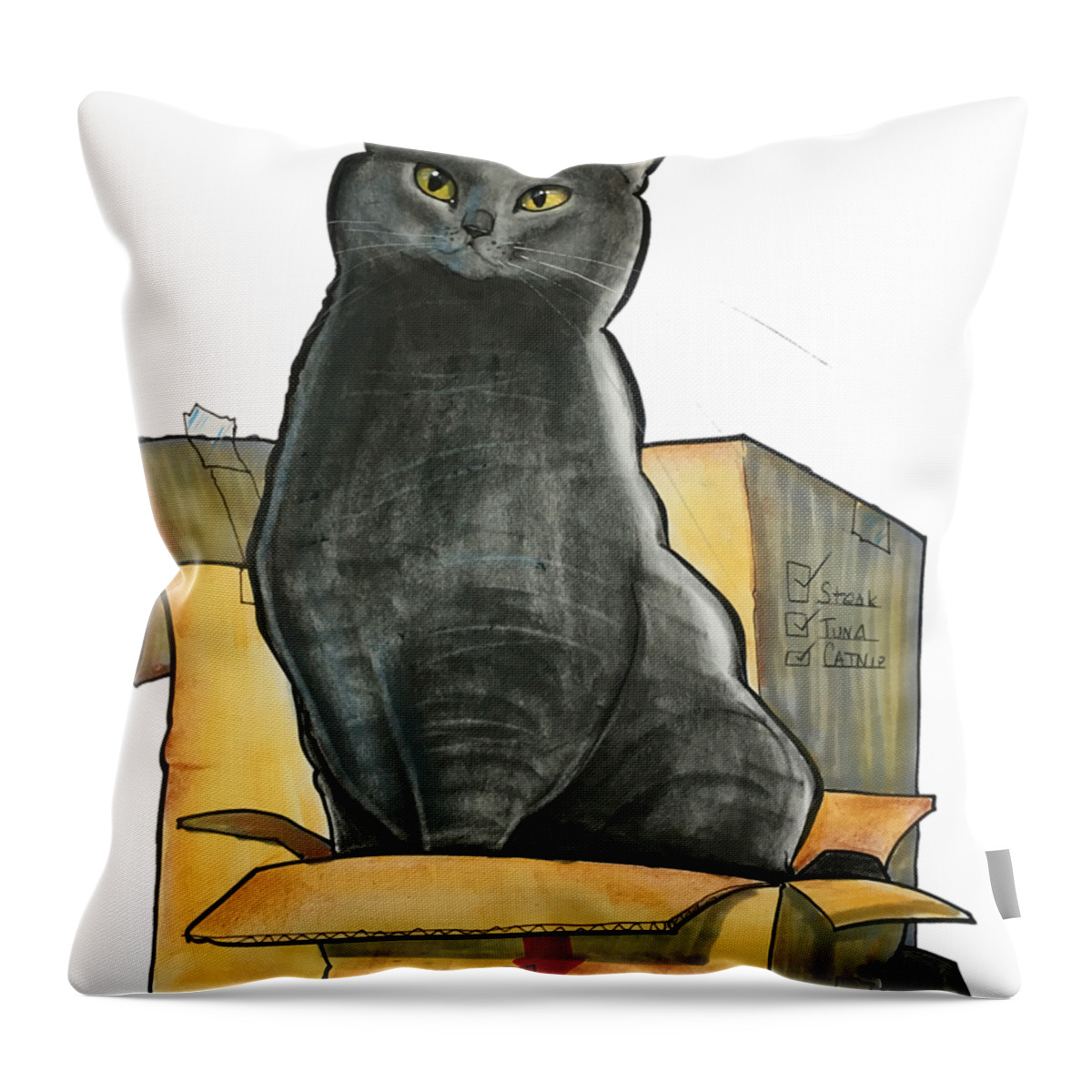 Pet Portrait Throw Pillow featuring the drawing Rackley 3536 by John LaFree