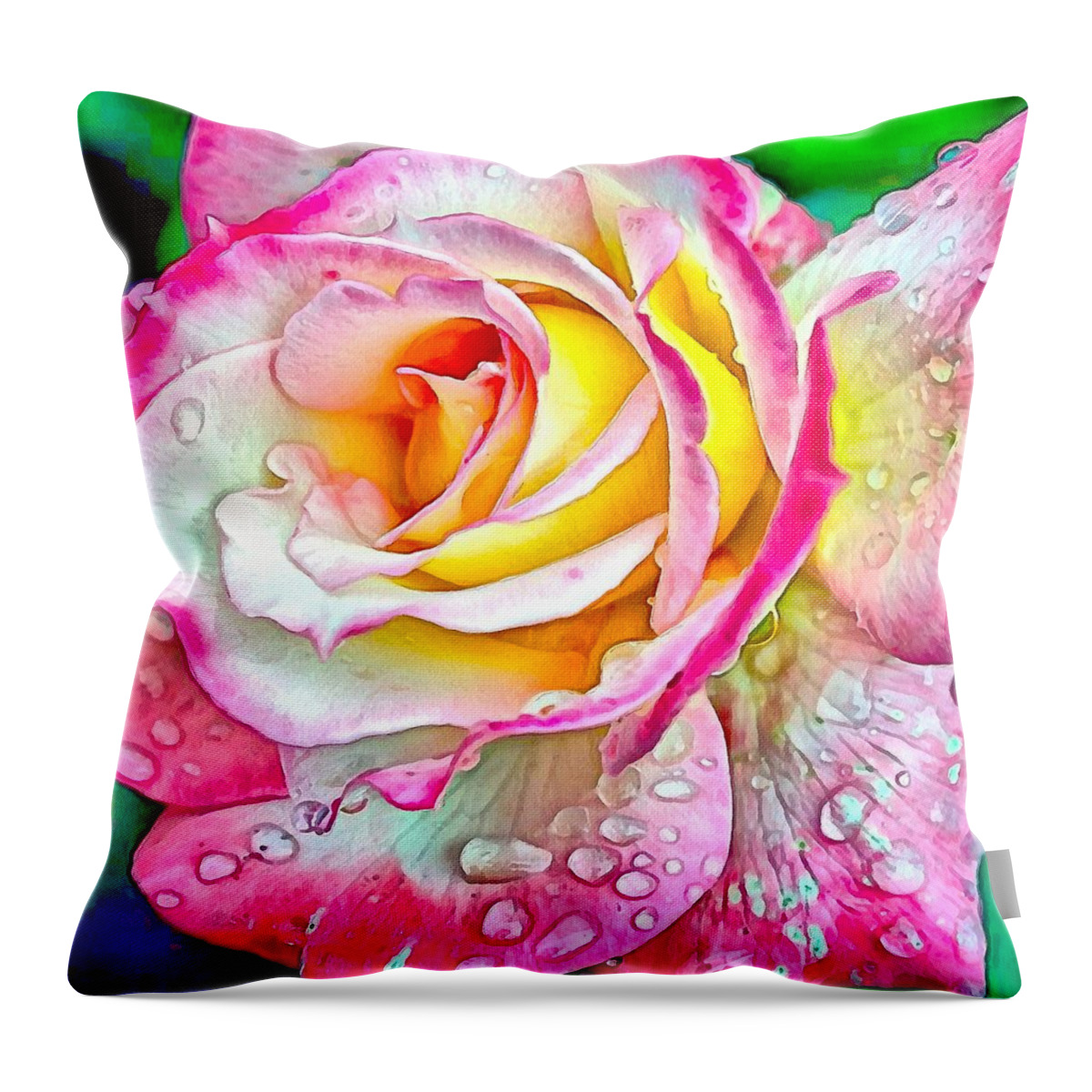 Rose Throw Pillow featuring the digital art Radiant Rose of Peace by Charmaine Zoe