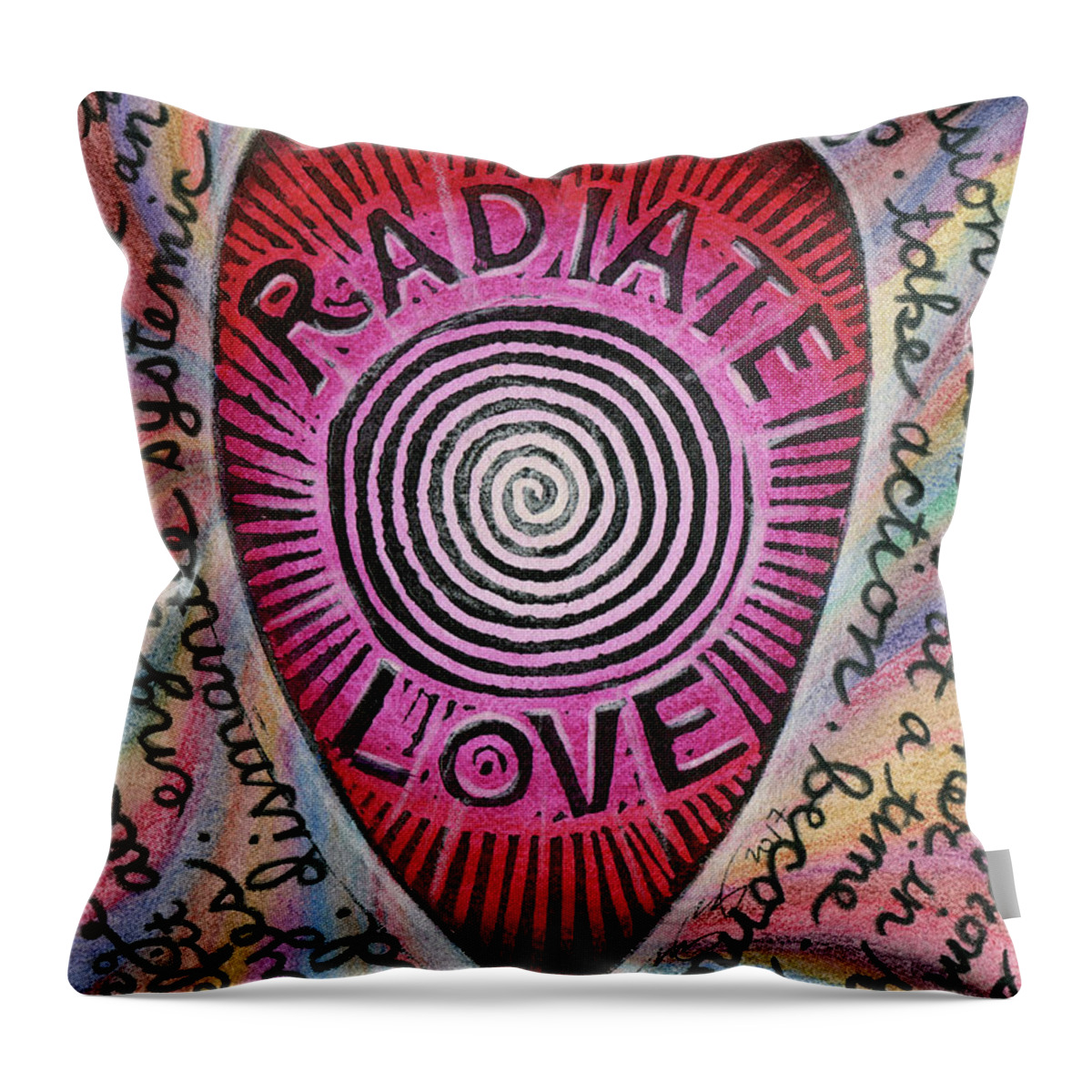 Love Throw Pillow featuring the mixed media Radiate Love AND... by Jennifer Mazzucco