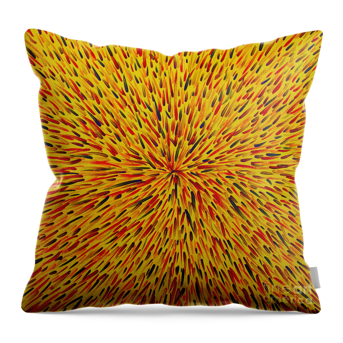 Radiation Throw Pillow featuring the painting Radiation Yellow by Dean Triolo