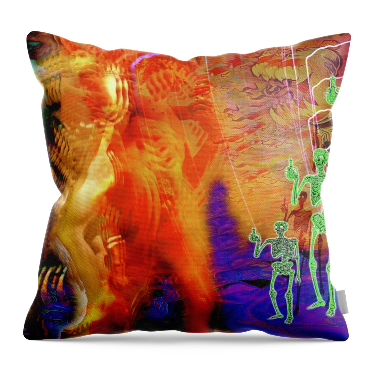 Spiritual Psychedelic Pop Throw Pillow featuring the digital art Radioactive Regeneration Revival by Andrew Chambers