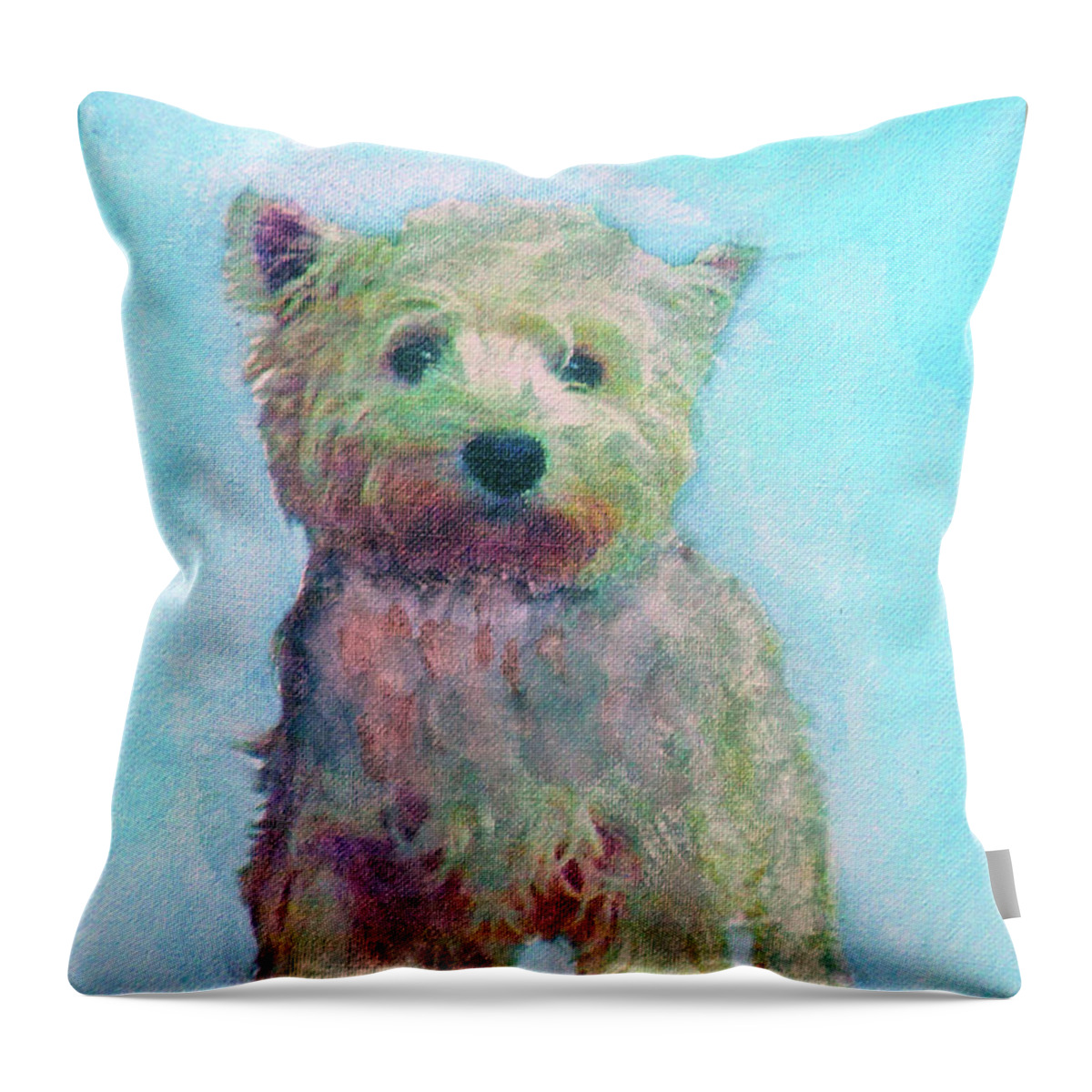 Dog Throw Pillow featuring the painting Ragamuffin Pup by Richard James Digance