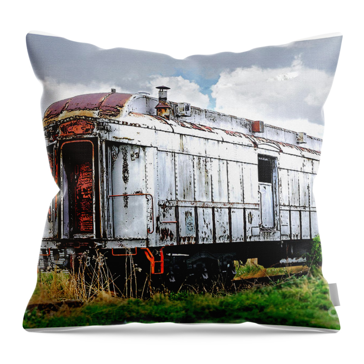 Train Throw Pillow featuring the digital art Rail Car by Deb Nakano