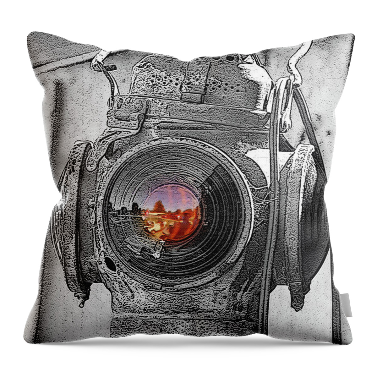 Railroad Throw Pillow featuring the photograph Railroad Light Selective Color Art by Lesa Fine
