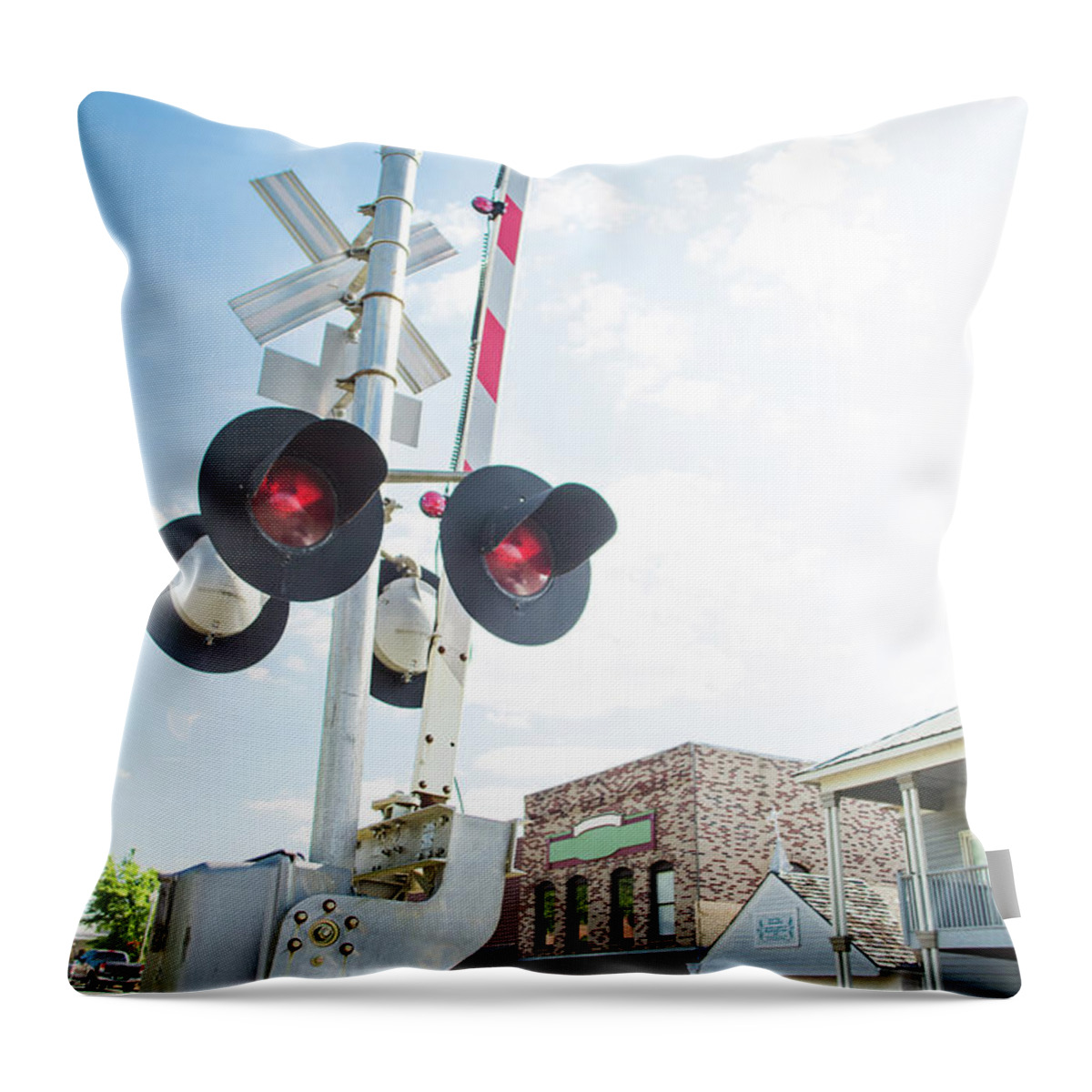 Color Throw Pillow featuring the photograph Railroad Lights in Old Town Helena by Parker Cunningham