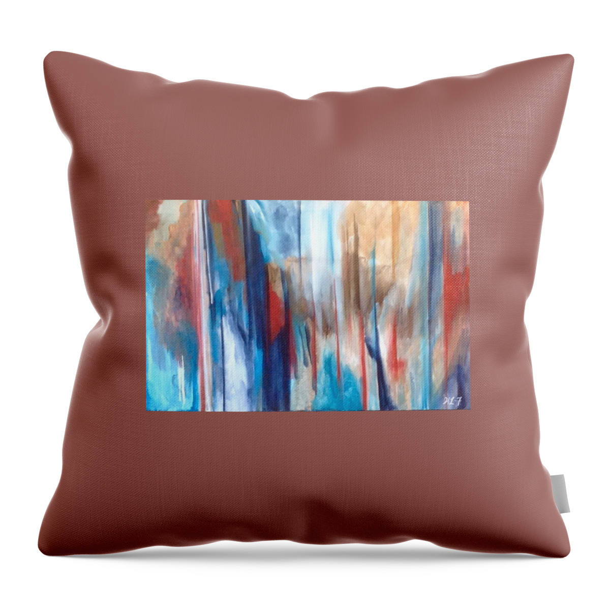 Abstract Throw Pillow featuring the painting Rain by Heather Lovat-Fraser