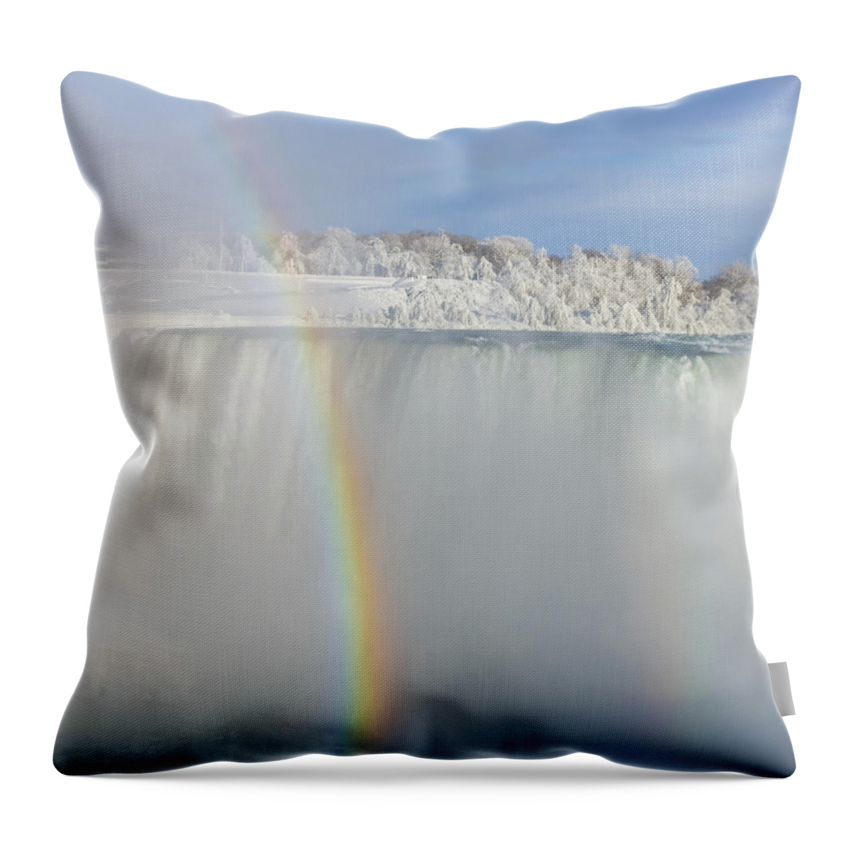 Canadian Throw Pillow featuring the photograph Rainbow at Niagara Falls by SAURAVphoto Online Store