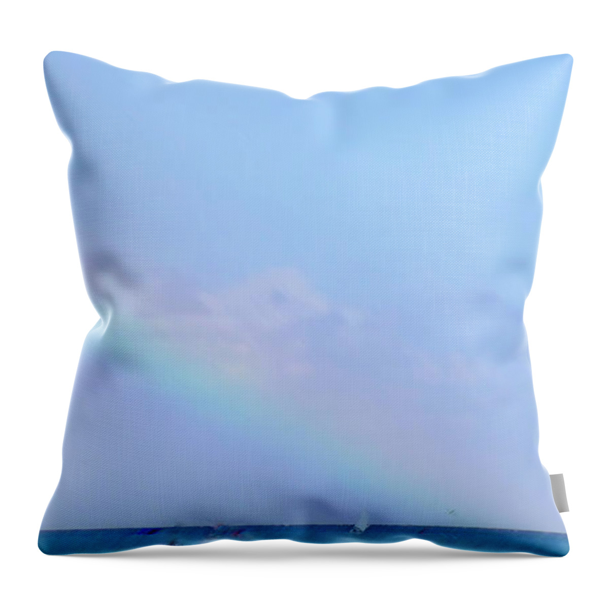 Rainbow Throw Pillow featuring the digital art Rainbow at the beach 2 by Francesca Mackenney