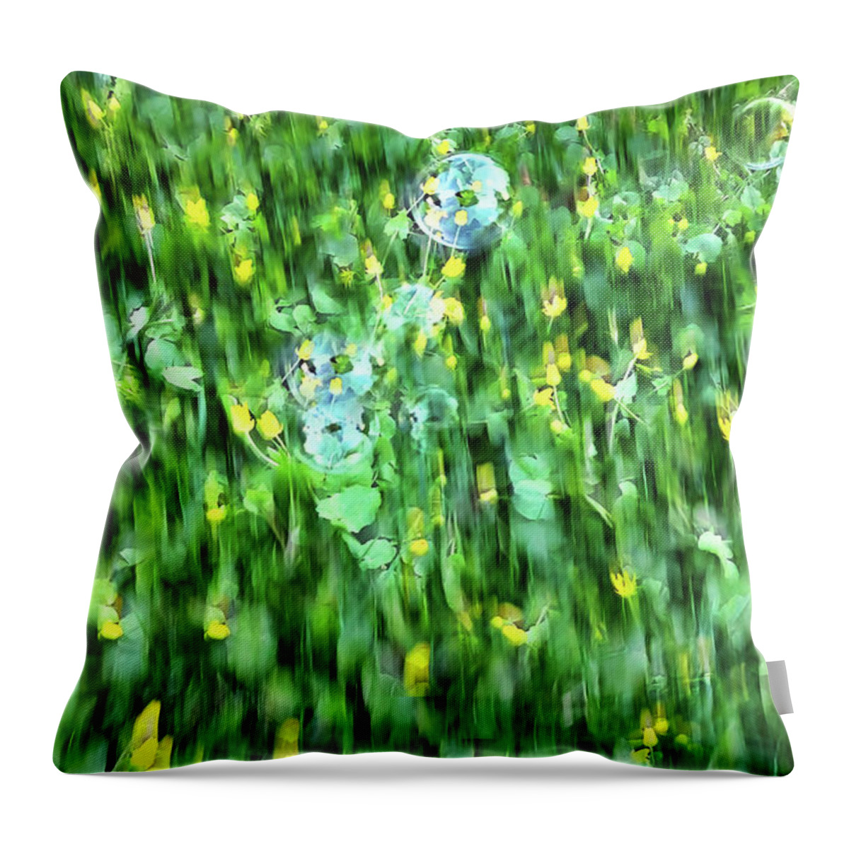 Bubble Throw Pillow featuring the photograph Rainbow Bubbles on the grass by Nat Air Craft