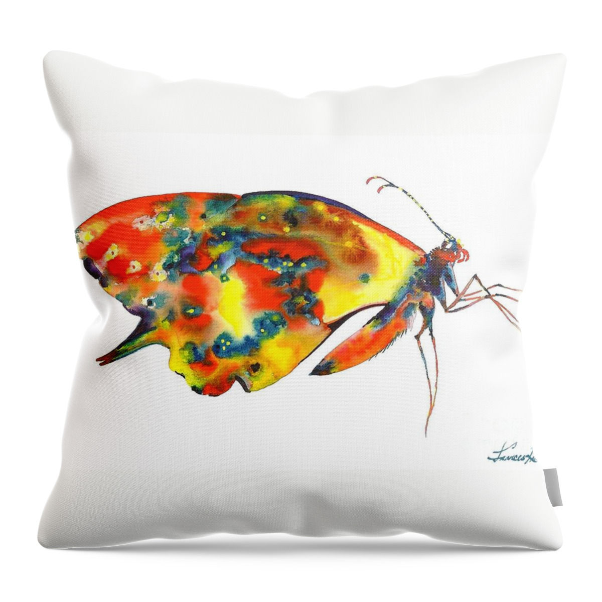 Animals Throw Pillow featuring the painting Rainbow Butterfly by Frances Ku