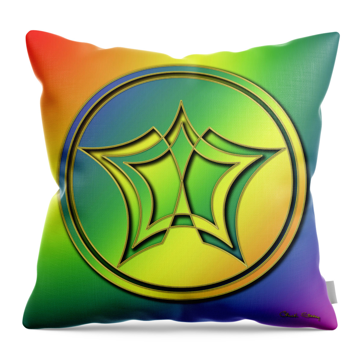 Rainbow Design 1 Throw Pillow featuring the digital art Rainbow Design 1 by Chuck Staley