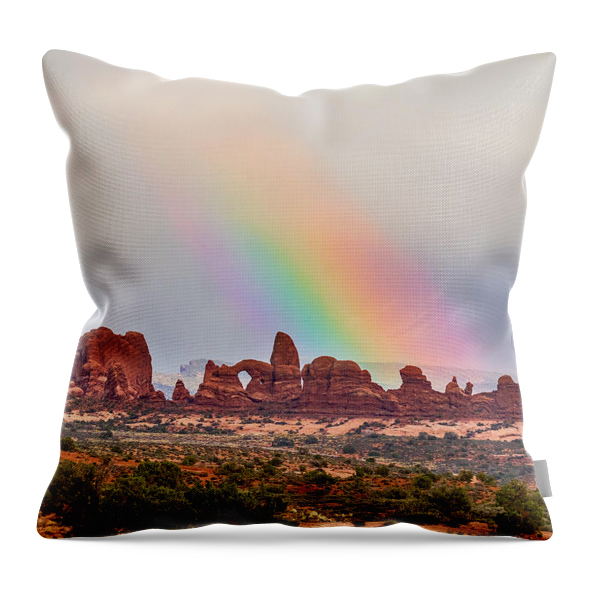 Rainbow Throw Pillow featuring the photograph Rainbow Down by James BO Insogna