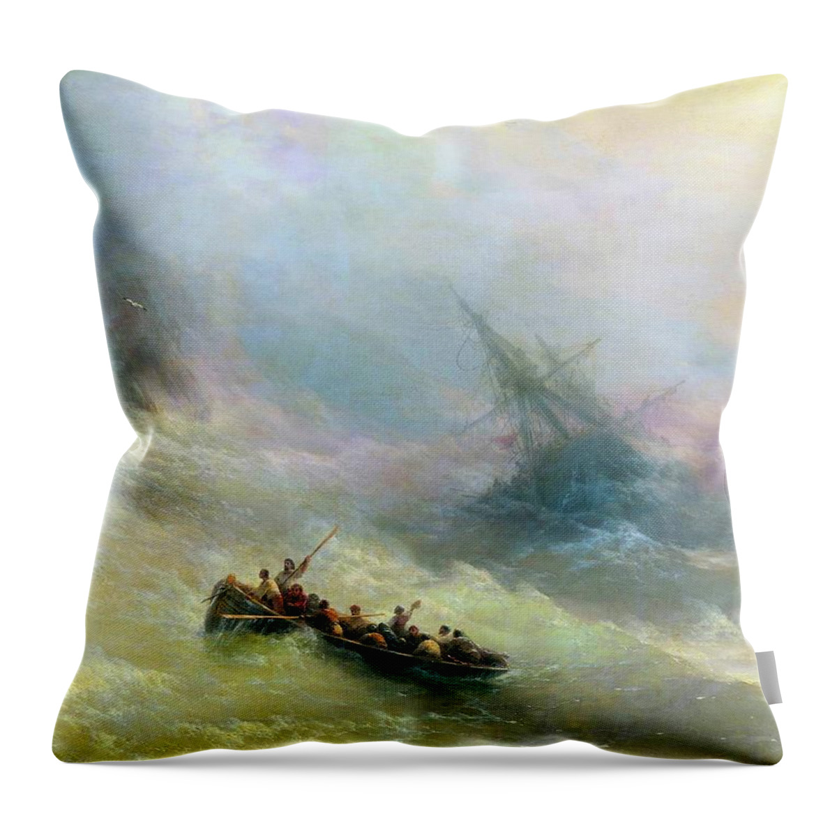Rainbow Throw Pillow featuring the painting Rainbow Ivan Aivazovsky 1873 by Movie Poster Prints