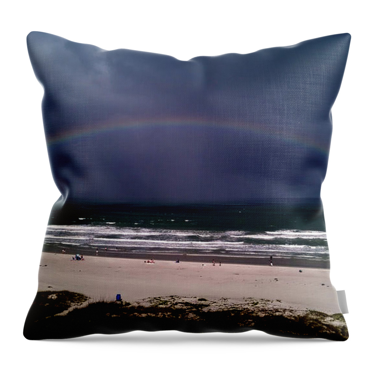 Rainbow Throw Pillow featuring the photograph Rainbow Near The Shore by David Weeks