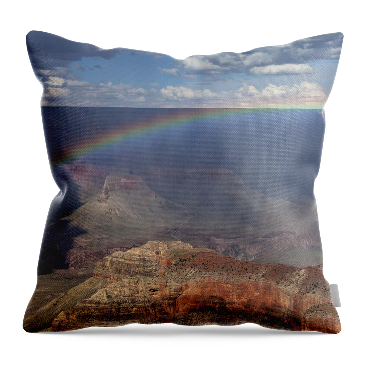 Grand Canyon Throw Pillow featuring the photograph Rainbow Over the Grand Canyon by Rick Pisio