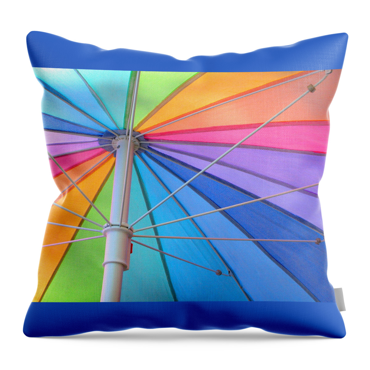 Umbrella Throw Pillow featuring the photograph Rainbow Umbrella by Cathy Kovarik