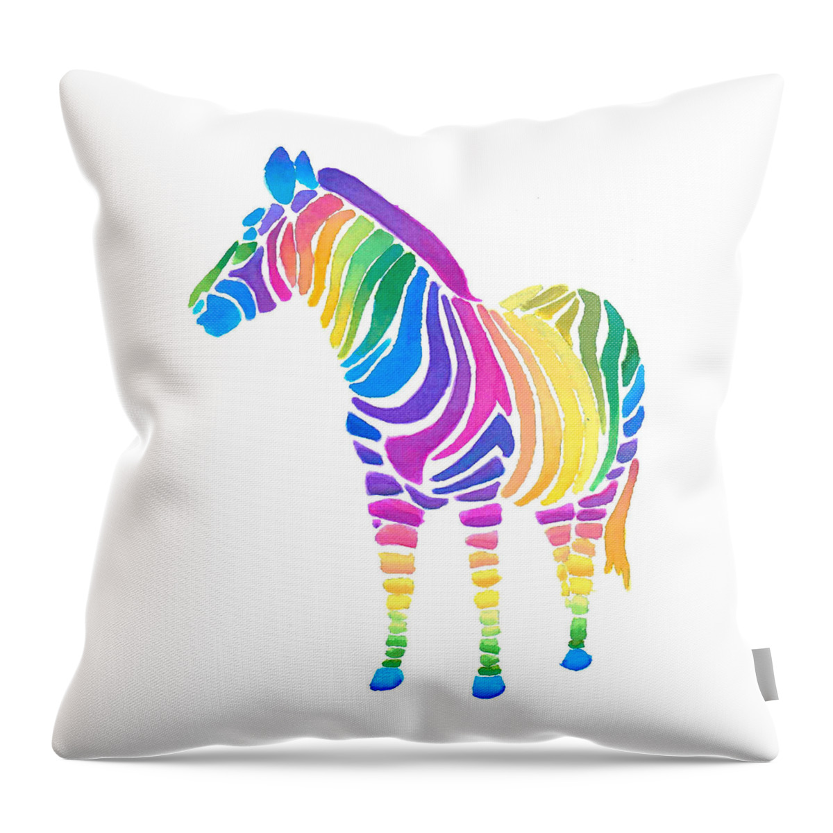 Art Throw Pillow featuring the painting Rainbow Zebra by Sarah Krafft
