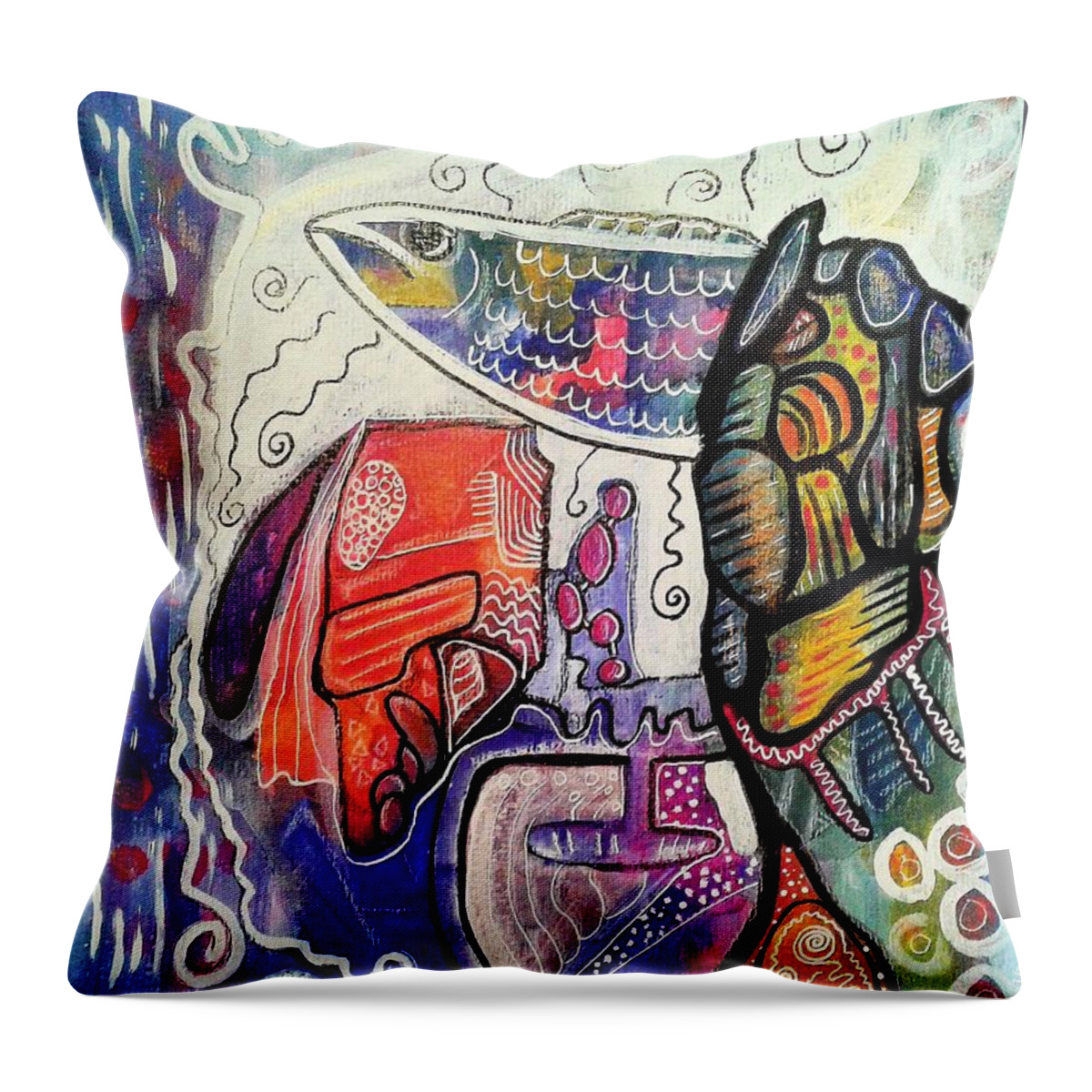 Trout Throw Pillow featuring the painting Rainbowtrout by Mimulux Patricia No