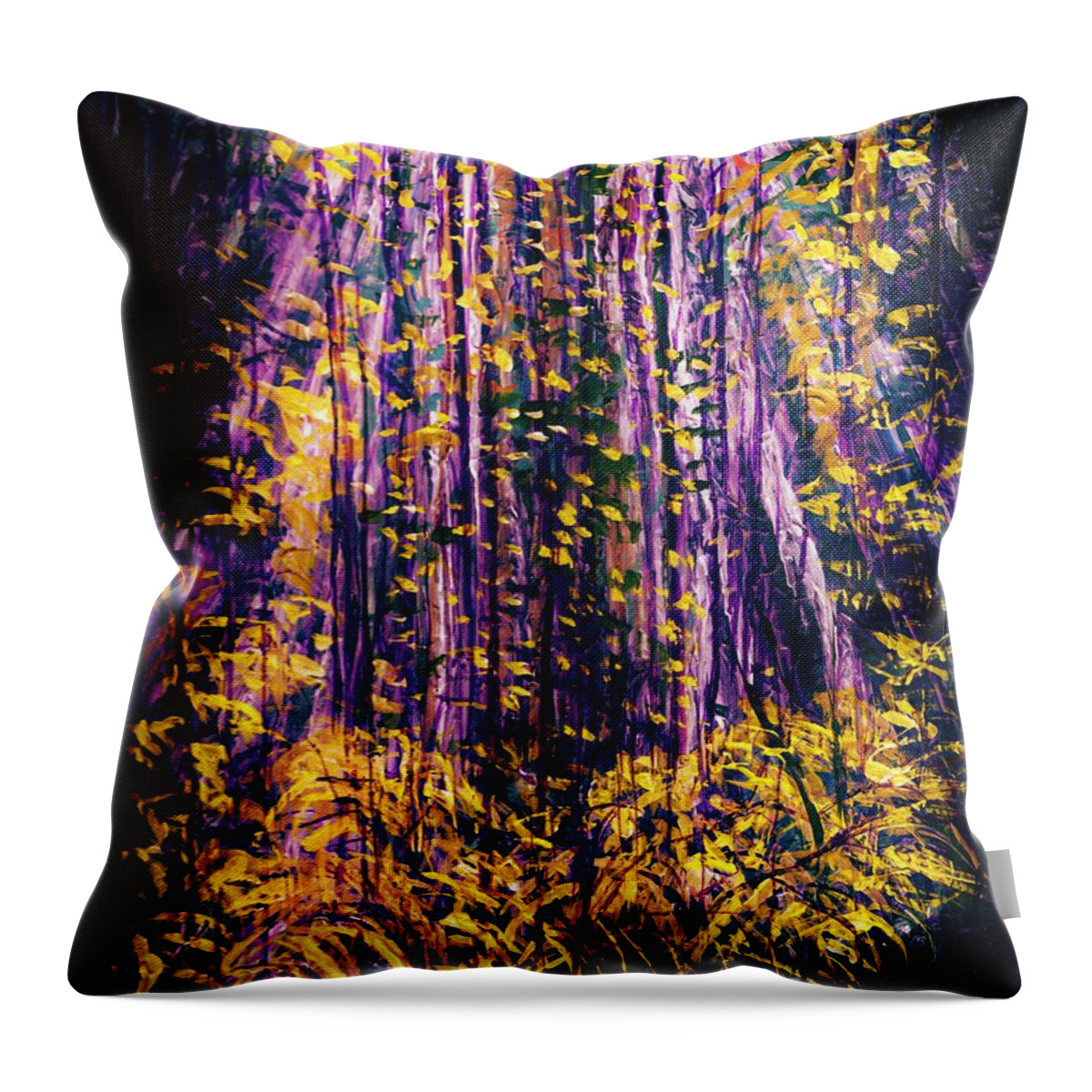 #rainforest #trees #forests #art #artist #beautiful #colorful #expressionism #greenliving #landscape #nature #natureaddict #newartwork #painting #trees Throw Pillow featuring the painting Rainforest by Allison Constantino