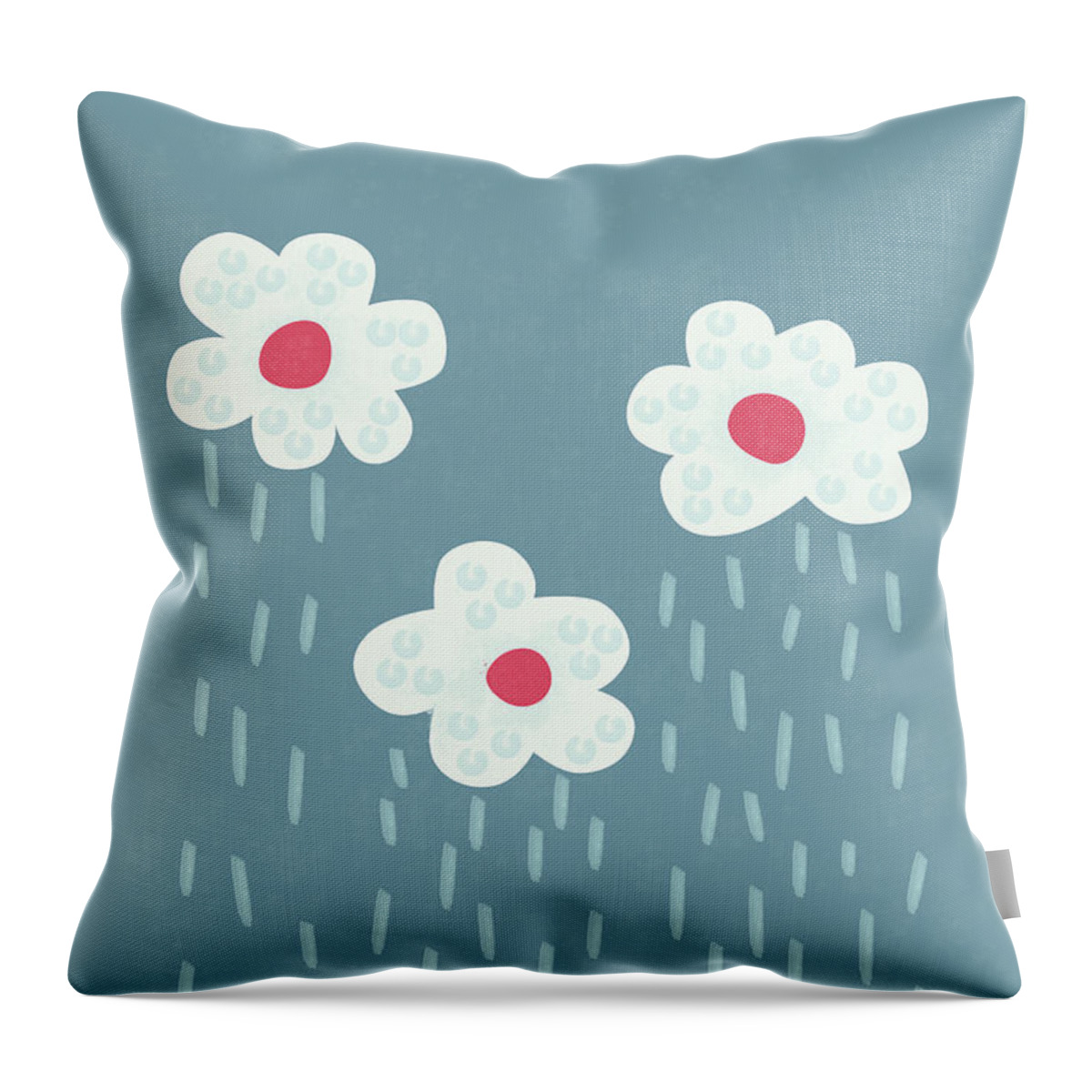 Raining Throw Pillow featuring the digital art Raining Flowery Clouds by Boriana Giormova