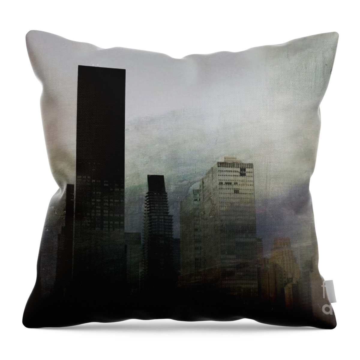 Fog Throw Pillow featuring the photograph Rainy Day in Manhattan by Marcia Lee Jones