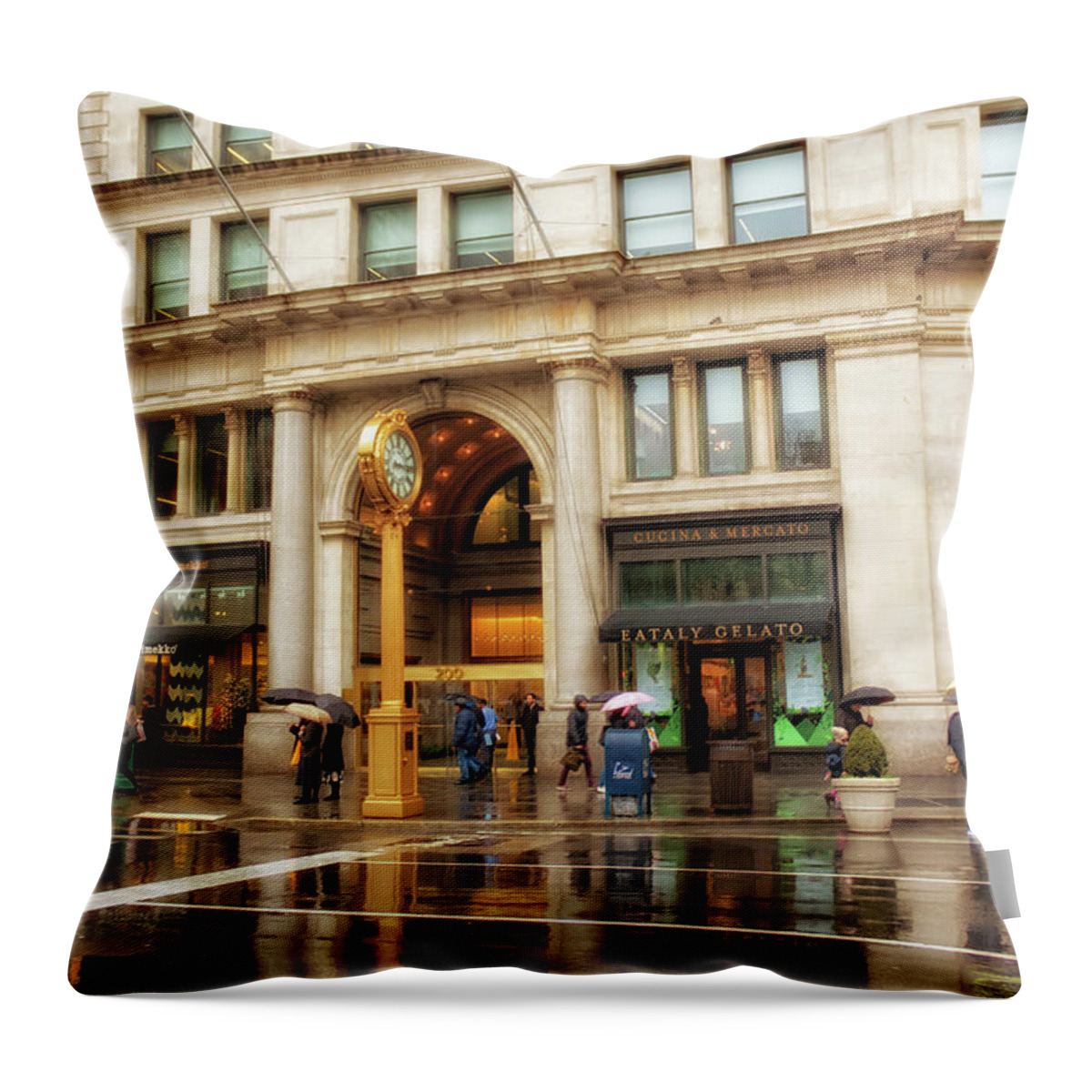 Flatiron Throw Pillow featuring the photograph Rainy Day in the Flatiron District by Alison Frank