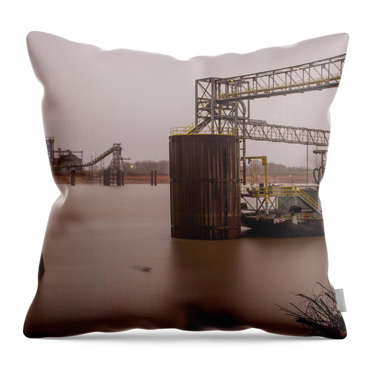 Mississippi River Throw Pillow featuring the photograph Rainy Day on the Mississippi River by Garry McMichael