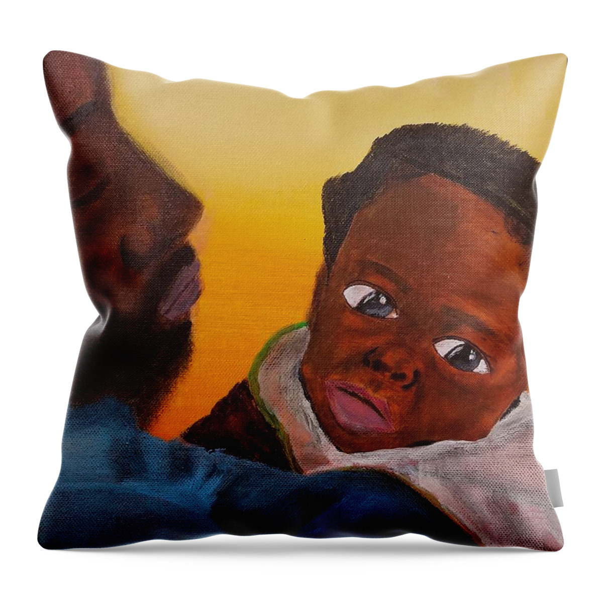 Father Throw Pillow featuring the painting Raising a King by Jerel Ferguson