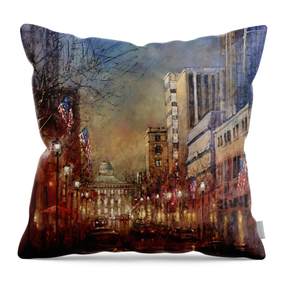 Raleigh Throw Pillow featuring the painting Raleigh Light by Dan Nelson