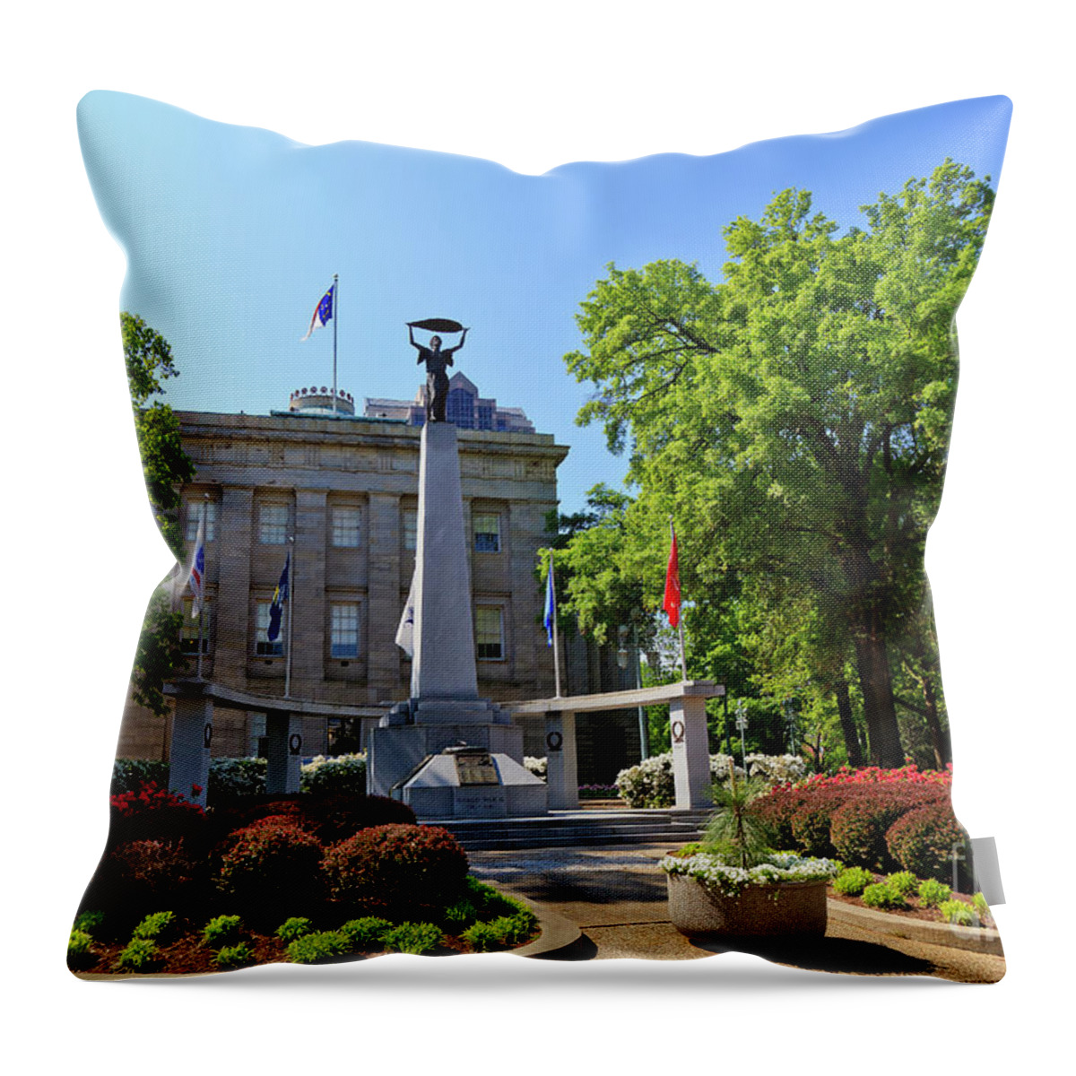 Raleigh Throw Pillow featuring the photograph Raleigh Veterans Monument by Jill Lang