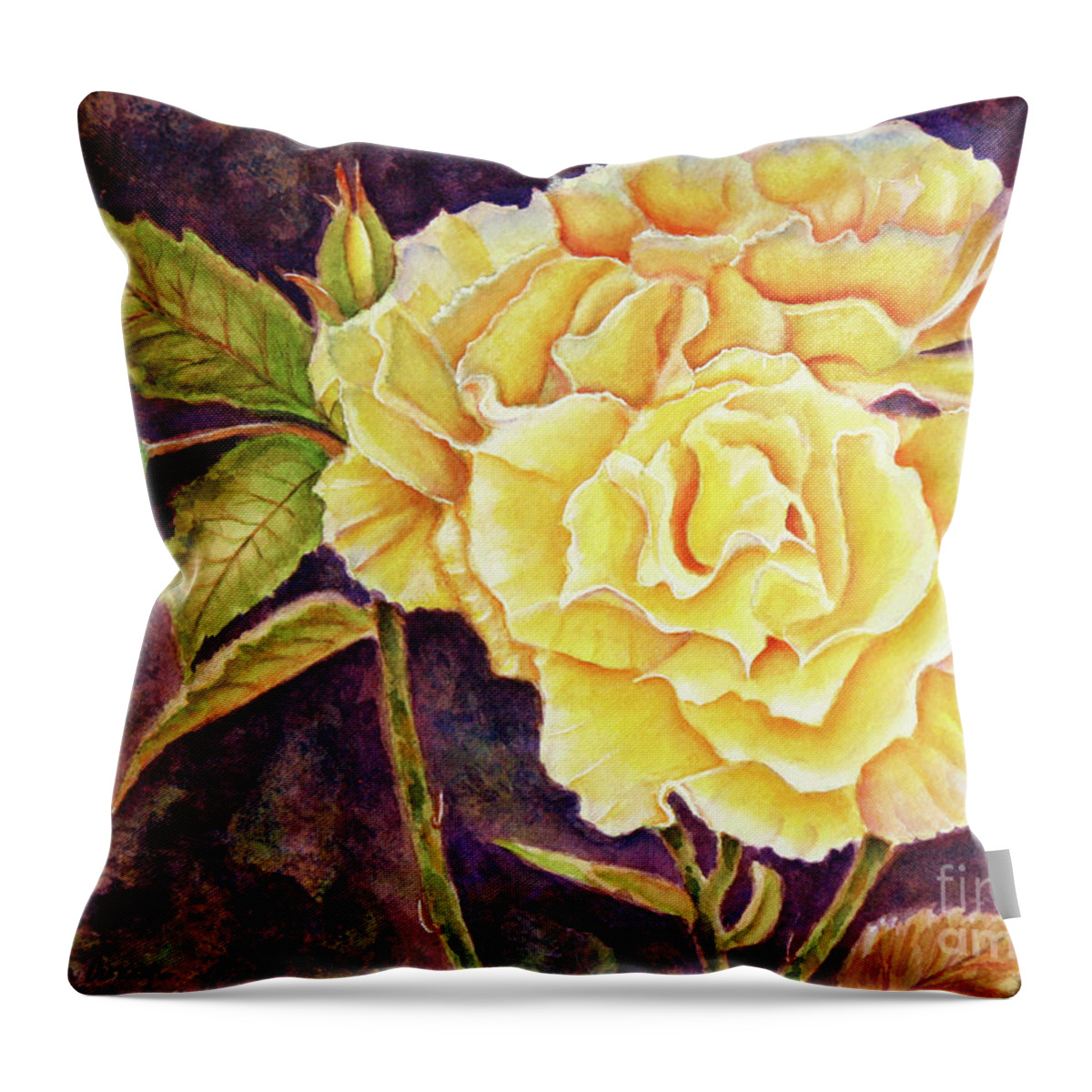 Rose Throw Pillow featuring the painting Ramblin Rose 2 by Kathryn Duncan