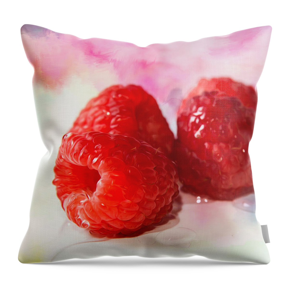 Fruits Throw Pillow featuring the photograph Raspberries by Christine Sponchia