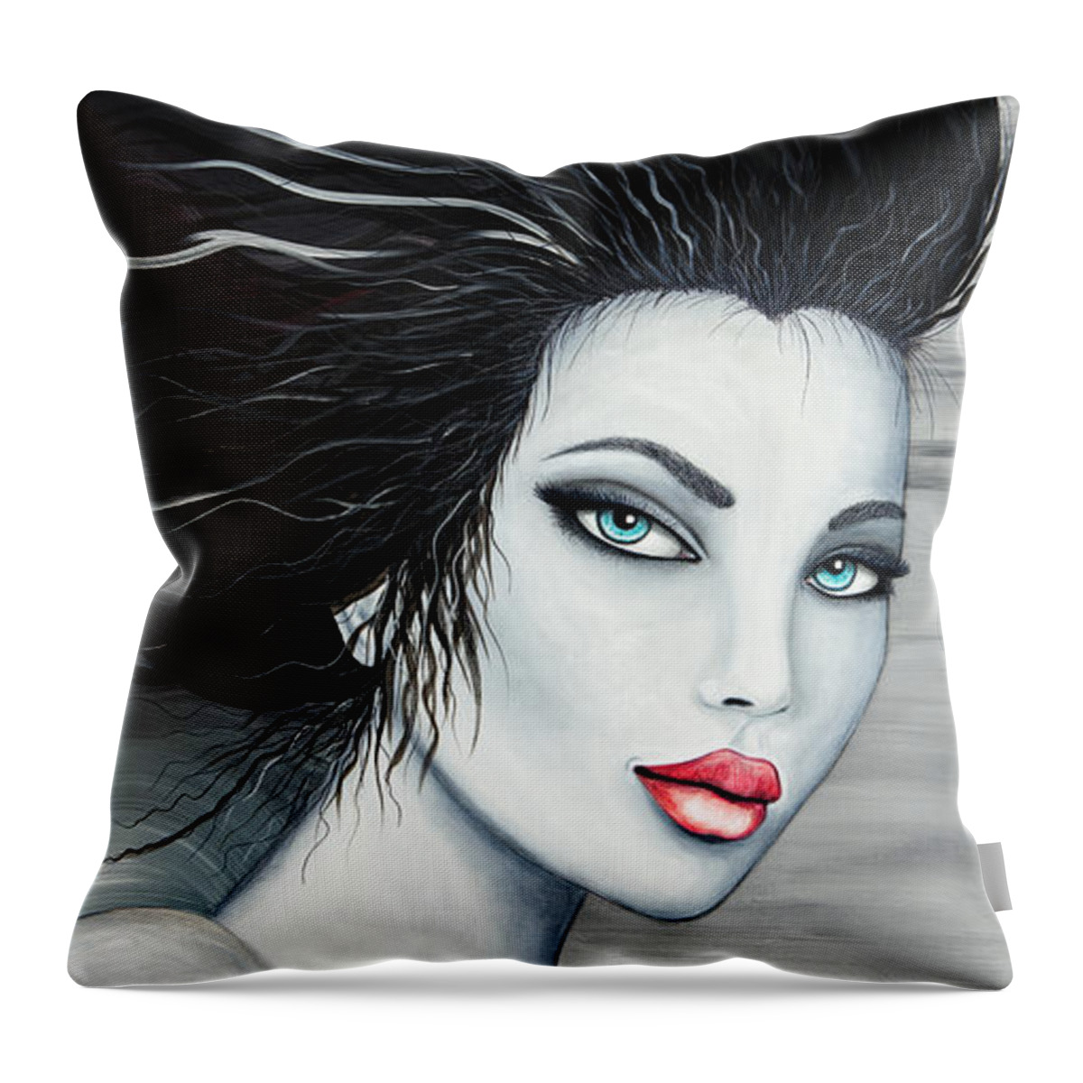 Hair Throw Pillow featuring the painting Raven by Daniel George